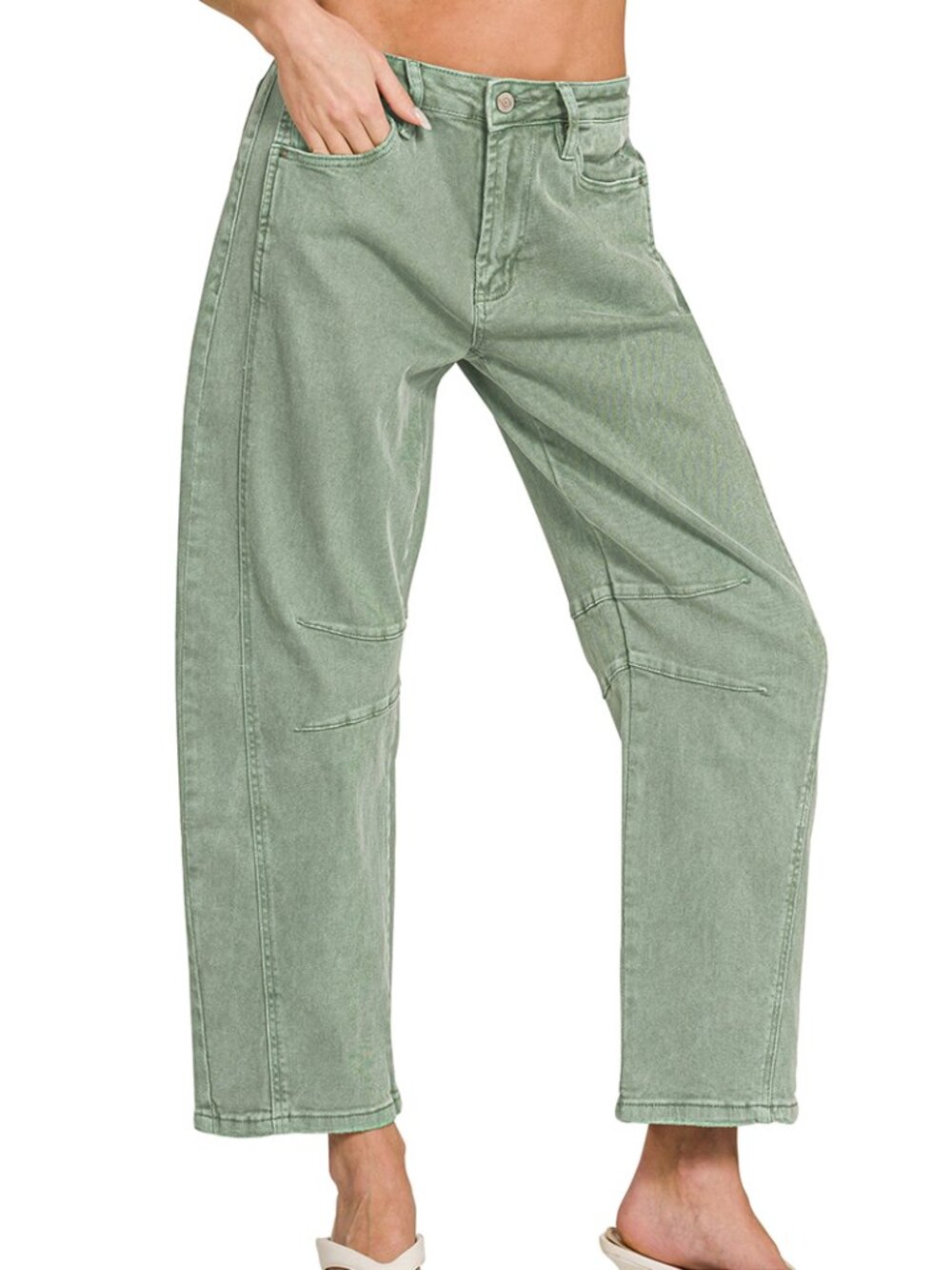 Barrel-leg color denim pants